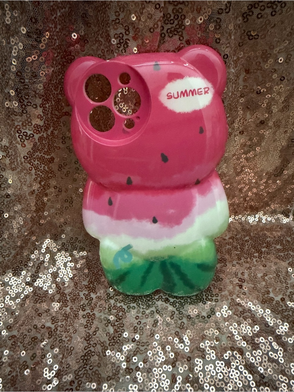 Watermelon Bear Phone Case - Pink, White, Green